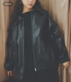 フェイクレザージップアップブルゾン