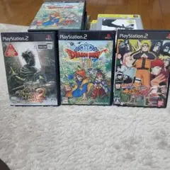PS2ソフト3本: モンスターハンター2, ドラゴンクエストVIII, ナルト