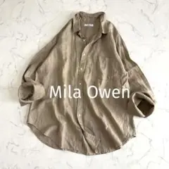 美品 ミラオーウェン リネン100% ワイドゆったりシャツ フレンチリネン