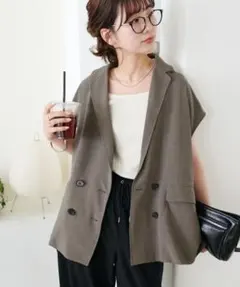 DISCOAT テックリネンフレンチシャツジャケット　モカ
