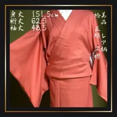 美品【江戸小紋】袷　正絹　紋なし　カジュアル　朱色　小さめ　広襟　着物　和服