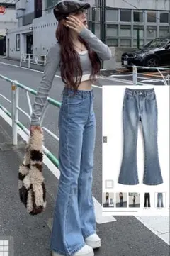 ハイウエストフレアデニムパンツ　fo2243 grl グレイル