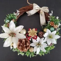 クリスマスリース フラワーリース ハンドメイド 造花 お花