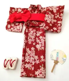 D 3 ジェニーちゃん浴衣　帯、下駄、うちわのセット