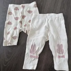 ベビー レギンス 80cm ミッフィー　くまベージュ　ピンク　リボン　即日発送