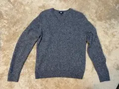 UNIQLO グレー Vネック 長袖ニットセーター
