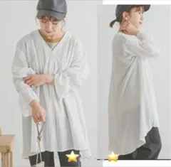 URBAN RESEARCH ITEMS ピンタックVネックブラウス ホワイト