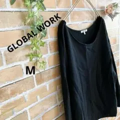 【グローバルワーク】✳︎トップス✳︎プルオーバー✳︎スリット✳︎M✳︎袖ワイド✳︎黒✳︎長袖✳︎