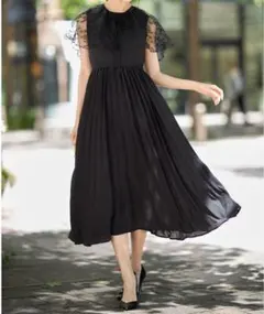 トッコクローゼット ２ＷＡＹりぼんレースケープ付きノースリーブプリーツワンピース