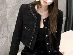 ノーカラージャケット ブラック