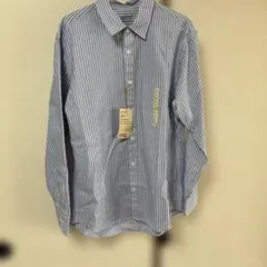 無印良品　洗いざらし長袖シャツ Lサイズ 青白ストライプ
