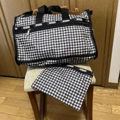 LeSportsac ボストンバッグ 千鳥格子 ポーチ付き　新品、未使用品のサムネイル