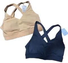 スポーツブラ 2色セット ベージュ ネイビー
