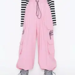 PUNYUS パンサー刺繍ワイドカーゴパンツ