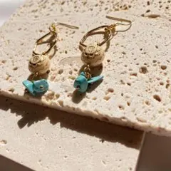 ターコイズ×ビーズピアス｜サージカルステンレス｜揺れるボヘミアンデザイン