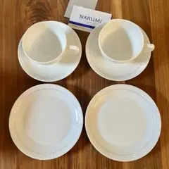 【新品】NARUMI ペア ティーカップ&ソーサー ケーキ皿２枚
