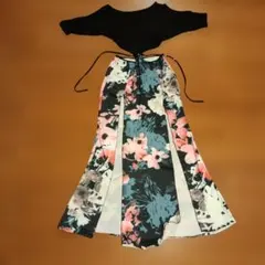 ダンス用 レッスン着 ドレス 花柄 ブラックのサムネイル