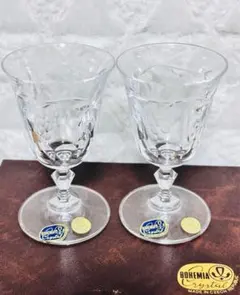 ［新品未使用］BOHEMIA リーデル クリスタルカット ペアワイングラス箱入り