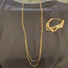 ゴールドカラー ロングネックレス ブレスレット セットのサムネイル