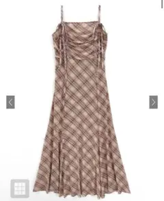 GRL グレイル　チェック柄ギャザーリボンキャミソールワンピース　dk1411