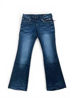 ブーツカットデニム・フレアデニム ダークブルー Y2K 装飾 30