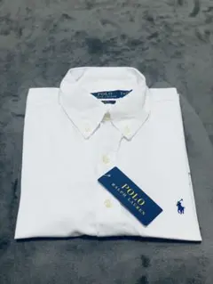 ポロラルフローレンホワイト長袖シャツM サイズ新品タグ付き(汚れあり)