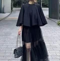 【着用2回】Cygne♡シーニュ 2024フレアーショートケープ ブラック