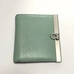 折り財布 リアルレザー ミントグリーン