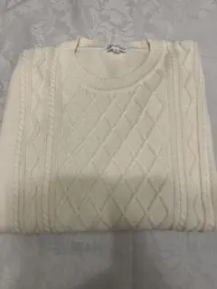 シンプルライフ　ケーブルニットセーター Lサイズ アイボリー