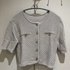 【最終値下げ】リリアンカラット ツイードカーディガン(半袖) グレー