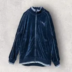 ビンテージ　PUMA　ベロア　トラックジャケット　刺繍　アームライン　ブラック