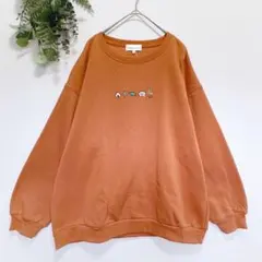 カマノレイコ 裏起毛 スウェット ダンス ねこ いぬ オレンジ LL 新品