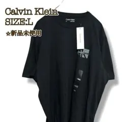 【新品】 カルバンクライン Tシャツ 黒 L ボックスモノグラムチェストロゴ