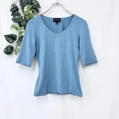 美品✨ エンポリオアルマーニ カットソー ライトブルー 半袖 シンプル 高級のサムネイル