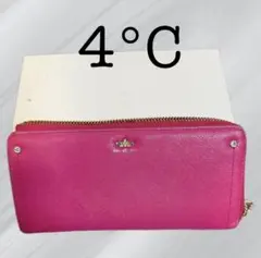 4℃ 長財布 ラウンドファスナー ピンク