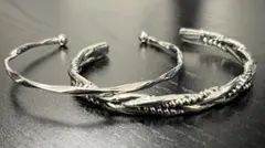 バングル　ブレスレット　2個セット　シルバー　ステンレス