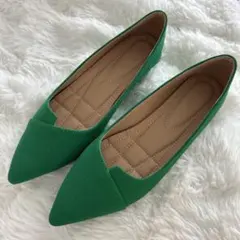 SHEIN パンプス　フラット　グリーン　23.5cm