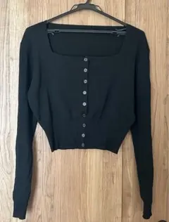 coca コカ　ハイゲージニットスクエアカーディガン　Lサイズ　黒　ブラック