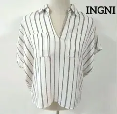 INGNI ストライプ Vネック 半袖シャツ　M