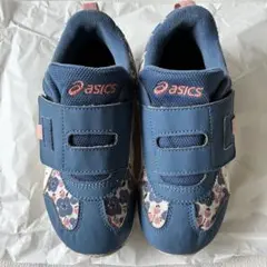 asics アシックス キッズスニーカー 花柄 ブルー系 19.5cm 女の子