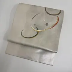 名古屋帯 刺繍の金彩 上品な加工 九寸 カジュアル帯 正絹 AO-5186
