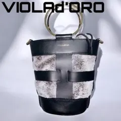 VIOLAd'ORO ELMO ファー　巾着付き　レザー　メッシュ　バッグ
