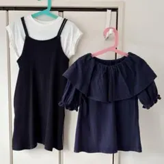 GU GIRLS ラッフルカラーT、2WAYリブキャミソールワンピース　120のサムネイル
