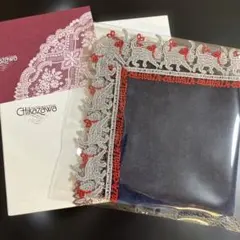 近沢レース　タオルハンカチ　キャットウォーク　ネイビー