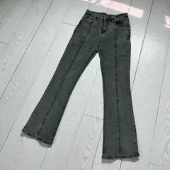 美シルエット フレア ブーツカット デニム ジーパン 綿100％ 脚長 M