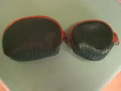 ダークグリーン　レザー風素材　コインケース　大小２個セット