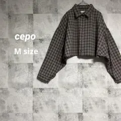 セポ レディース チェック柄ショートコート ジャケット M ブラウン 水色 白のサムネイル