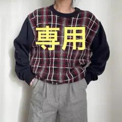 gim チェック柄 ニットセーター ウール
