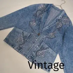 ヴィンテージ デニム ジャケット ゆったりサイズ 刺繍 vintage