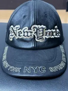 k*4様 Supreme NYC ブラックレザーキャップ - メルカリ